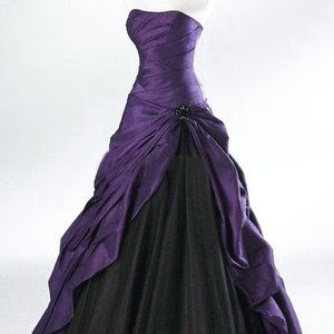 Strapless Slim Purple Black Ball Gown  |  Prom Dress  |  Quinceañera Dress